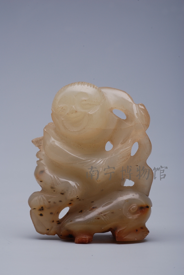 民国青玉刘海戏金蟾摆件